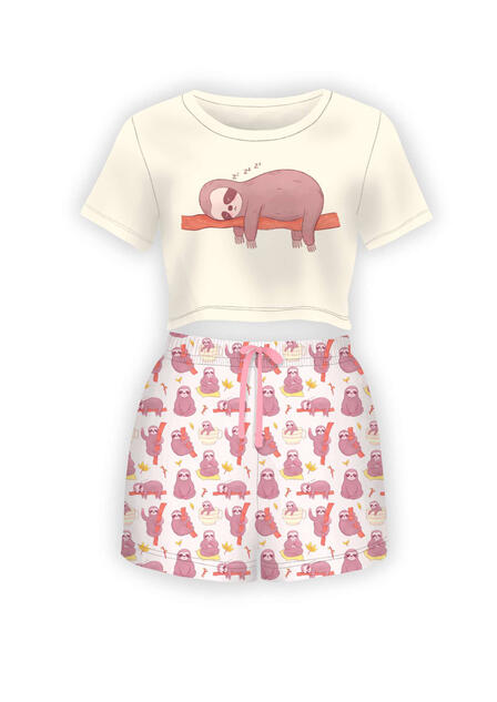 Mock-up PJs using my illustrated sloths and repeat patterns.
