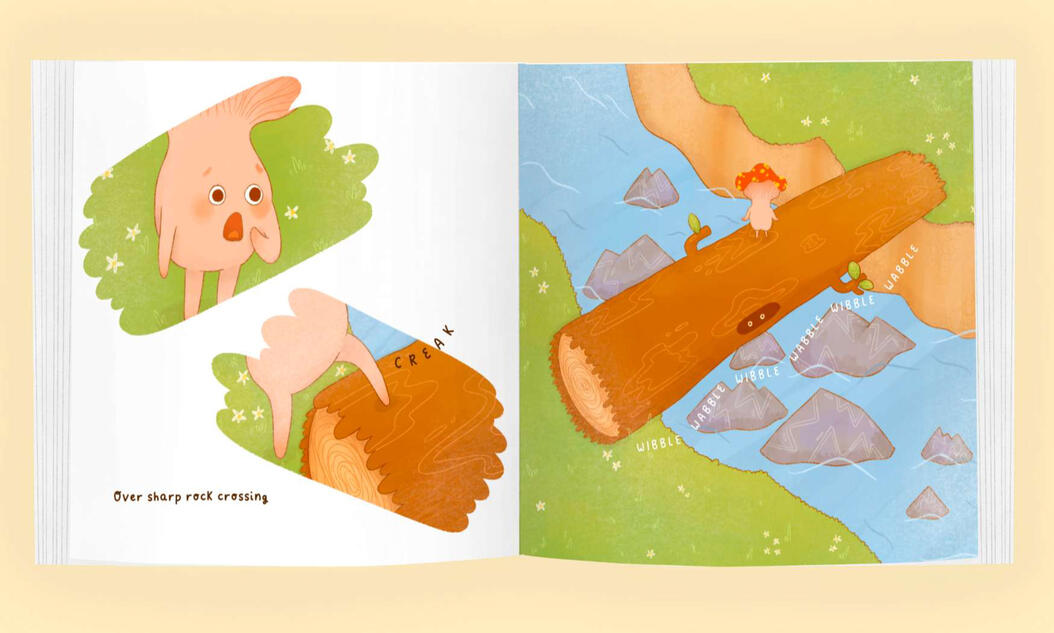 A spread from the children's picture book I wrote, The Little Mushrooms Big Adventure. This story touches on the importance of looking after natural spaces and our environment.